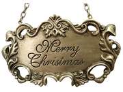 Merry Christmas Silver Wine Label Christmas Ornament