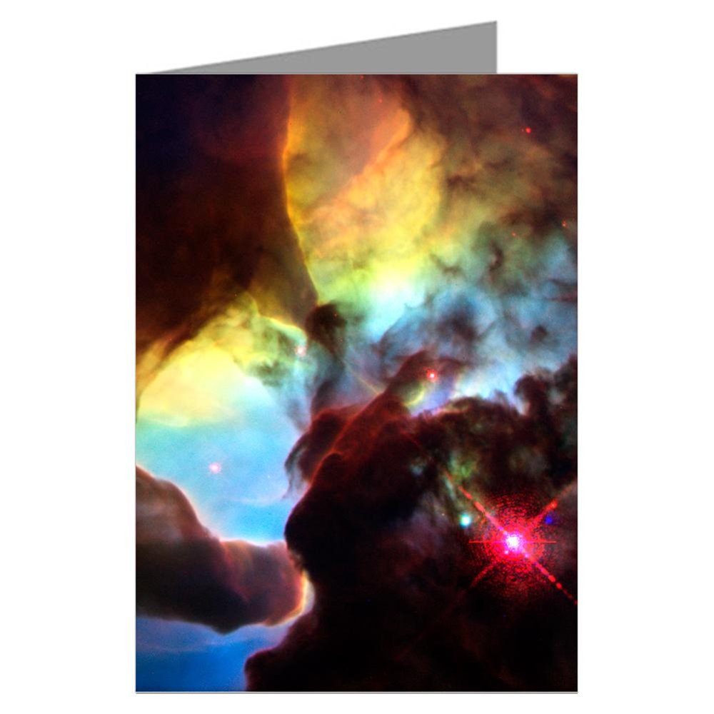 Giant Twisters in the Lagoon Nebula-Hubble Telescope Image From NASA-Single Greeting Card