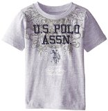 U.S. Polo Assn. Little Boys' Embellished T-Shirt, Light Heather Gray, 4T