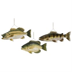 Set of 3 Handcrafted Pine Wood Lakeshore Nautical Fish Wall Art