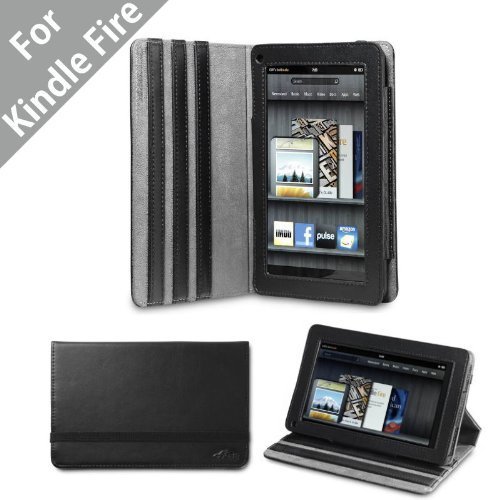 Acase Kindle Fire Premium Micro Fiber Leather Case with built-in Stand for Kindle Fire (Black)
