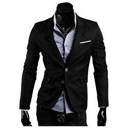 Man Buttons Padding Shoulder Long-sleeved Lining Blazer BlackM