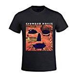 Crowded House Woodface Funny Tee Shirts for Men Crew Neck Black