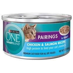 Purina ONE Smart Blend Pairings Chicken & Salmon in Gravy Canned Cat Food, Case of 24