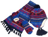 N'Ice Caps Little Boys And Infants Sherpa Lined Geo Print Knitted Set (18-36 months, Navy/Royal/Silver/Red)