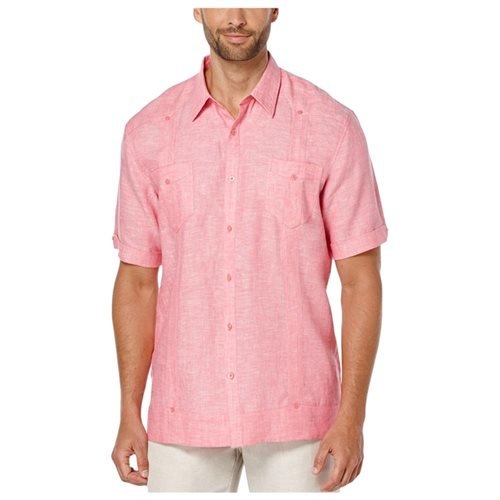 CubAvera Mens Linen SS Button Up Shirt