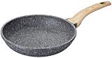 Carote 8 Inch Frying Pan PFOA Free Stone-Derived Non-Stick Coating From Switzerland, With Wood Effect Handle,Suitable For All Stove Including Induction