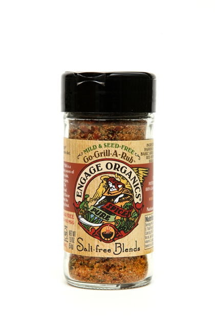 Engage Organics GR100 1.8 oz. Mild Seed-free Go-Grill-A-Rub Salt-Free Blends