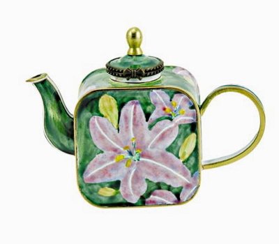 Kelvin Chen Enameled Miniature Tea Pot - Asiatic Lilies