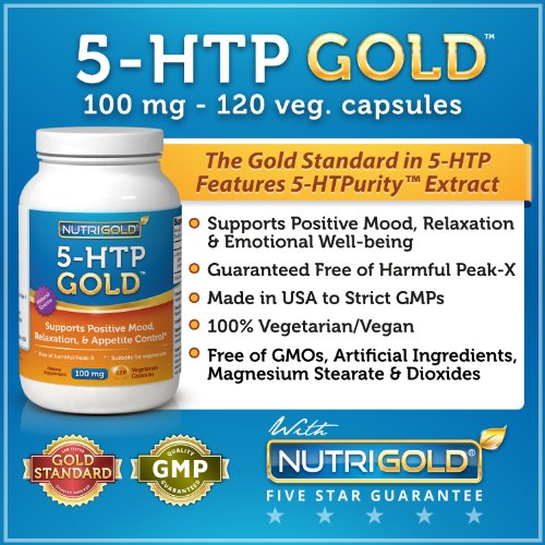 5-HTP 100mg, 120 Vegetarian Capsules, Features The Gold Standard Natural 5-HTPurity Extract - Guaranteed Free of Harmful Peak-X and GMOs