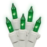 Vickerman 100 Lights Green White Wire End Connecting Lock Set with 4-Inch Spacing and 33-Feet Length, Poly Bag w/ Header Card