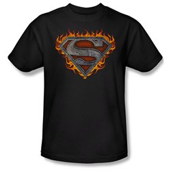 Mens SUPERMAN Short Sleeve IRON FIRE SHIELD Medium T-Shirt Tee