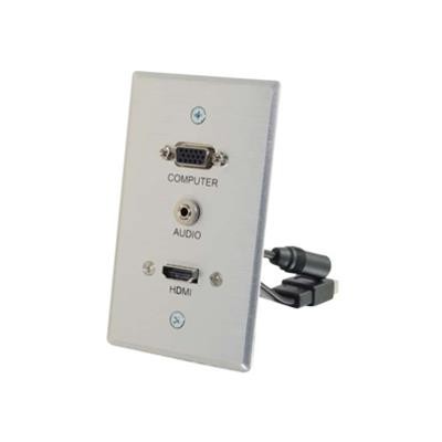 C2g 60144 Hdmi Vga 3.5mm Pass Through Single Gang Wall Plate - Aluminum - Mounting Plate - Hd-15 Mini-phone Stereo 3.5 Mm Hdmi - Aluminum - 1-gang