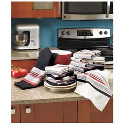 12-Pc. Kitchen Towel Set-Black/Gray