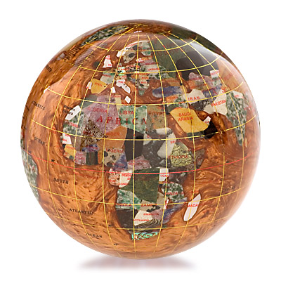 Alexander Kalifano GPW110G-CPR 4 in. Gemstone Globe Paperweight - Copper Amber Ocean