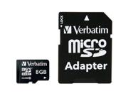 Verbatim 8gb Premium Microsdhc Memory Card With Adapter, Class 10