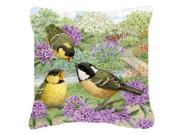 Carolines Treasures ASAD0686PW1414 Coal Tits Feeding Time Canvas Decorative Pillow
