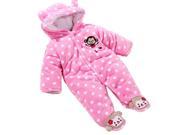 Baby's Toddler Velour Winter Autumn Cute Footed Jumpsuit Front Button Pink 3-6 Months
