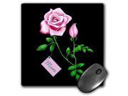 3dRose LLC 8 x 8 x 0.25 Inches Pretty Pink Rose with Rosebud Design for Mothers Day on a Dramatic Black Background Mouse Pad (mp_11661_1)