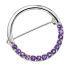 Silver Plated Circle Amethyst Pin Brooch  Not an obvious choice in terms of accessorizing but with the amethyst and silver plating the design is minimal, yet has high impact and can transform any plain t-shirt, dress or jacket. A timeless pin like this will blend in with any outfit you choose to wear it with and can also dress up any look. Invest in this pin today and treasure it for a lifetime to come.     Silver plated circle design Amethyst pin with Amethyst accents         Fourteen 2.5mm round Amethyst stones - 0.98 carats  Pin closure is joint and catch design  Silver plated 0.50 microns