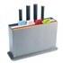 The Index Advance set of four chopping boards with knives is an upgrade of the best-selling, innovative Index chopping boards and offers you a compact, stylish and functional chopping board categorisation system that optimises hygiene and space in your kitchen.  The Index Advance set features four colour-coded chopping boards and four knives designed for chopping up different food types, with each board including non-stick feet and index-style tabs for quick board selection. Each knife is colour-coded to match its corresponding board and is crafted especially for its specific task, whether that be chopping up fish, meat, vegetables or cooked food. The set has also been updated with a juice-catching groove in the red meat board, a sloping rim for capturing food and liquids on the green vegetable board, an integrated fish-grip mechanism on the blue seafood board and crumb-catching grooves on the white cooked food board.  The four multi-coloured chopping boards and knives come in an elegant metal-effect case with a non-slip base, clearing space in your kitchen draws and ensuring your chopping boards and knives will remain close to hand when they are needed. &ndash; L.R.    Features:    Joseph Joseph Index Advance Chopping Board Set with Knives  Set includes four colour-coded chopping boards and four knives designated for different food types  Helps avoid cross contamination when cooking at home  All boards feature non-stick feet and index-style tabs  Stainless steel knives are crafted especially for taking on their particular tasks  Juice-catching grooves in the red meat board  Sloping rim catches food and liquids on the green vegetable board  Integrated fish-grip mechanism on the blue board  Crumb-catching grooves on the white board  Boards and knives are stored in a metal-effect case to optimise space in your kitchen  Dishwasher safe   Size:    Dimensions: H: 30 x W: 20cm (Boards)