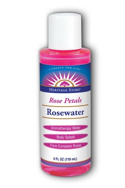 Water-Rosewater by Heritage Store 4 oz Liquid Water-Rosewater 4 oz Liquid Here is a flower water formula with a twist an old fashioned skin lotion and protectant made only from pure rosewater and natural vegetable glycerin. Our aromatherapy waters are now made with Vor-Mag water which is water that has been vortexed and magnetized to raise the energy to a higher vibration that we believe to be most beneficial Warnings Keep out of reach of children. As with all dietary supplements consult your