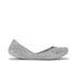 Melissa's collaboration with Campana has conceived the intricately woven ?Papel 15? ballet flats designed in a zig-zag netted pattern. The rounded toe pumps are crafted from patented Melflex plastic in a glitter finish, and constructed with low-slung sides and a padded footbed. ? R.R.  Melflex Plastic  Made in Brazil