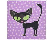 3dRose LLC 8 x 8 x 0.25 Inches Mouse Pad, Fancy Feline Black Cat Design In Purple (mp_24626_1)