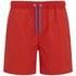 Original Penguin ?Daddy? swim shorts in red with a blue signature embroidered logo on the left leg. Fastened with a blue adjustable drawstring, the men?s shorts feature an elastic waistband, two side pockets and a back pocket with hook and loop fastening. Complete with a mesh lining and draining metal eyelet to the rear pocket. - A.D.  Polyester