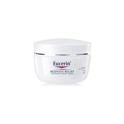 Provides immediate redness reliefWith natural Licotone For visibly red skin Improves condition of visibly red skin With Natural LicochalconeEucerin Redness Relief ~ a revolutionary, clinically proven skin care system that provides immediate redness relief and improves the condition of visibly red skin in 4 weeks. Eucerin Redness Relief Soothing Night Creme provides soothing moisture to visibly red skin at night. Hydrating formula with natural Licochalcone, a soothing extract of licorice rootUnique