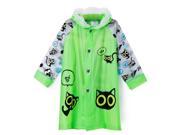SODIAL Student Raincoat Children Cartoon rainproof Rain Coat Waterproof Poncho Rainwear(Green cat) L:110-120cm(appropriate height)