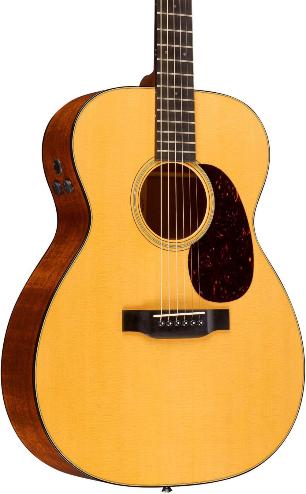 Martin's groundbreaking Retro Series represents the most significant advancement of their era in amplified acoustic sound. Based upon a beautiful 1940 14-fret 000-18 "donor" guitar from the Martin Museum collection, the 24.9 in. short scale Retro Series 000-18E Auditorium Acoustic-Electric Guitar produces clear and expressive response for stage or studio use. With modern performance and playability, the Retro Series 000-18E Auditorium offers the visual and tonal integrity of the genuine