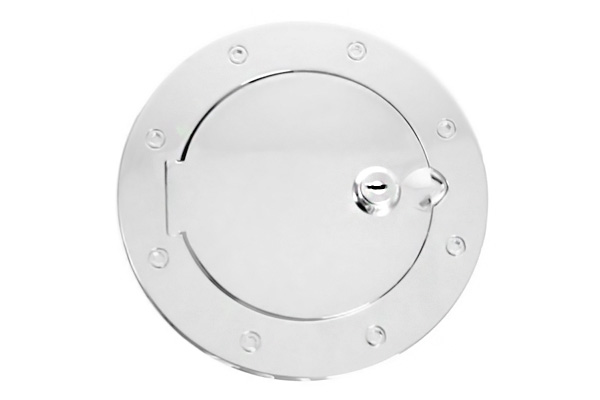 This locking stainless steel gas cap door from Rugged Ridge fits 97-06 Jeep Wrangler (TJ) and 04-06 LJ Wrangler Unlimited.