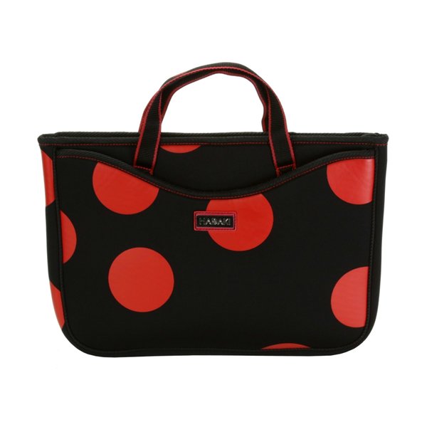 HADAKI adds fun to function with its range of neoprene laptop sleeves. Fun colors inside and out, along with carrying handles and an external pocket makes this a perfect option for those wanting a stylish protection for their computer. Zippered top opens to roomy, lined interior. Cushioned construction protects valuable equipment. Webbing hand straps. Fits up to a 11.1" screen. Eco friendly. HADAKI products are AZO free. We use no Phthalates/DEHP, DBP, or BOPItem Width: 12 Item Height: 10