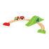 A first wooden railway set for a playful toddler. Includes curved wooden track, engine, musical wagon and tunnel. Finished in bright red and green. A toy that will spark creativity and help develop hand-eye coordination. Suitable for children from 18 months.