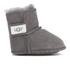 Babies' suede UGG boots with signature, plush wool lining. Crafted from genuine twinface sheepskin, the 'Erin' booties feature a simple hook-and-loop closure for easy dressing, and a soft cow suede outsole. Complete with 17mm twinface lining and iconic UGG branding to the side.  Upper and Outsole: Suede. Lining: 17mm Twinface Sheepskin.