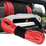 Astra Depot 1/4" x 50' RED Synthetic Fiber Winch Rope Cable 6400 LBs Recovery Replacement SUV ATV UTV Pickup Truck