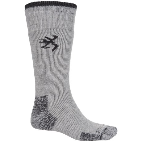 CLOSEOUTS . Browning Sycamore socks are heavyweight toe comforters  made in the USA from a soft and stretchy fabric blend rich in wool fibers for extra warmth and wicking comfort. Available Colors: GRAY/OLIVE, GRAY/BLACK. Sizes: L.