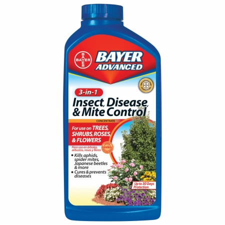Triple protection for flowering plants, trees and shrubs. Kills and controls insect pests, cures and prevents fungal disease and controls spider mites. Protects up to 2X longer against twice as many pests vs. other brands. Systemic rainproof protection lasts up to 30 days. Ready to Spray and Concentrate formula actives: 0.47% imidacloprid, 0.61% tau-fluvalinate and 0.65% tebuconazole. Ready to use actives: 0.012% imidacloprid, 0.014% tau-fluvalinate and 0.015% tebuconazole.