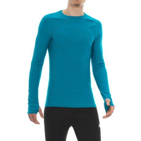 CLOSEOUTS . Slay those endurance runs in wicking comfort with The North Face Flight Series Pack shirt. FlashDryand#174; fabric technology accelerates moisture removal and evaporation, and bonded front and back panels add protection in cold weather with a seamless, no-chafe design. Available Colors: TNF BLACK, BRILLIANT BLUE. Sizes: SM, LXL.