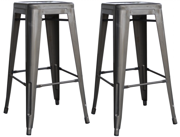 These AmeriHome Metal Bar Stools are durable enough for use in the shop and stylish enough to use in the kitchen game room bar basement dorm room or loft. Ideal for small spaces the bar stools easily and neatly stack together making them easy to stash out of the way for storage. A handle in the seat makes the stools easy to pick up and move. Lightweight and sturdy each stool weighs only 12.5 lbs. but is strong enough to hold up to 330 lbs. Each Metal Bar Stools has a brace under the seat that