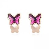 USMONON Fashion Austria Crystal Earrings - Twin Butterfly Trendy Jewelry 9367