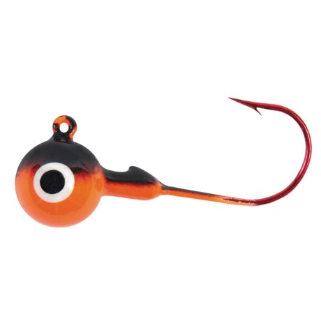 CLOSEOUTS . Fit with a round lead head and UV-glow red eyes, this Shur Strike red hook fishing jig is great for targeting any type of fish feeding off the bottom. Available Colors: CHARTREUSE, BLACK/ORANGE, LIME/CHARTREUSE, PINK/WHITE, BUBBLEGUM.