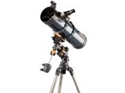 CELESTRON AstroMaster 130EQ 31045 Telescope Type: Telescopes Specifications: Optical Design: Newtonian Reflector  Aperture (mm): 130 mm (5.12 in)  Focal Length: 650 mm (26 in)  Focal Ratio: 5  Focal Length of Eyepiece 1 (mm): 20 mm (0.79 in)  Magnification of Eyepiece 1: 33 x  Focal Length of Eyepiece 2 (mm): 10 mm (0.39 in)  Magnification of Eyepiece 2: 65 x  Finderscope: Built-on StarPointer  Mount Type: CG-3 Equatorial  Tripod: 1.25" steel tube legs  Highest Useful Magnification: 307 x  Lowest Useful Magnification: 19 x  Limiting Stellar Magnitude: 13.1  Resolution (Rayleigh): 1.07 arc seconds  Resolution (Dawes): 0.89 arc seconds  Light Gathering Power (Compared to human eye): 345 x  Apparent Field of View: 1.5 degree  Optical Coatings: Aluminum  Optical Tube Length: 24 in (610 mm) Color: Multi Field of View: 79 ft (24 m) (@1000 yds) Parts: 1 year limited La...