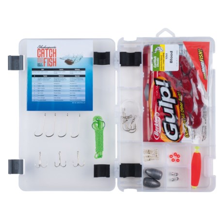 CLOSEOUTS . Shakespeareand#39;s Catch More Fish Catfish tackle box kit includes all the basic tackle anglers need for hooking a monster catfish. Available Colors: SEE PHOTO.