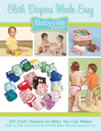 DRITZ-Babyville Boutique Pattern & Instruction Book 1: Cloth Diapers Made Easy. Do It Yourself cloth diapers for baby you can make! This book includes step-by-step instructions and photos to make sewing easy and fun. Diaper pattern with 4 sizes included. Learn to make diaper cover with FOE; yoke diaper cover; hybrid snail shell diaper; foe pocket diaper and more. Softcover: 60 pages. Jean Kievlan; Ellie Jones. Imported.