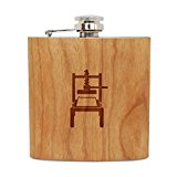 Gutenberg Press 6 Oz Wooden Flask (Cherry), Stainless Steel Body, Handmade In Usa