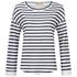 Women?s ?Treifi? white and navy striped top from BOSS Orange. Crafted from soft cotton jersey and cut for a loose fit, the long sleeve top features a curved hem and a wide round neckline. Complete with dropped shoulders and a signature BOSS Orange brand tab above the hem.  100% Cotton