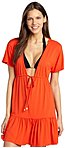 The Shoshanna 891953094488 Jersey Tie Waist Dress Coverup is designed in Persimmon color to add a bright and vibrant color to the wonderful weather outside