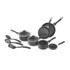The Prestige 9 piece non-stick aluminium cookware set contains everything you need for the kitchen including saucepans, frying pans and utensils. The durable aluminium pans are easy to clean with a triple layer non-stick interior for low fat, healthy cooking. All the pans feature heat-resistant handles, oven safe to 180&deg;C and suitable for all hob types. The set also includes durable nylon utensils, including a slotted turner, slotted spoon and solid spoon. - A.D.  Key Features:    9 piece non-stick cookware set includes: 14cm/0.9L milkpan, 16cm/1.4L and 18cm/1.9L saucepans, 12cm, 20cm and 24cm frypans, 3 piece utensil set &ndash; slotted turner, slotted spoon and solid spoon  Durable aluminium pans with easy to clean finish  Triple layer non-stick interior perfect for low fat cooking  Heat resistant handles designed for style and comfort  See through glass lids keep nutrients locked in and an eye on cooking  Oven safe up to 180&deg;C / 350&deg;F / Gas mark 4  Durable nylon utensils  Handy end hooks for hanging utensils  Suitable for all hobs (gas, halogen, radiant ring, solid plate and ceramic) excluding induction  Dishwasher safe  Quality assurance guarantee